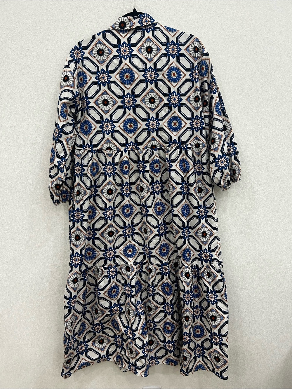Anthropologie Bettina Tiered Shirt Dress SZ S Sapphire print boho feminine artsy - Picture 3 of 6